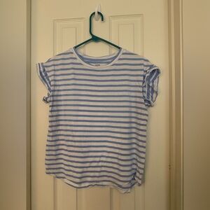 Crown & Ivy Blue and White Striped T-Shirt XS
